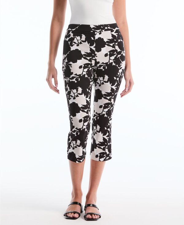 ラファエラ レディース ボトムス カジュアルパンツ フラワー柄 プリント キャップ フラワー Rafaella Women's Floral Print Capri Pants with Riveted Vent Moonbeam|ReVida 店