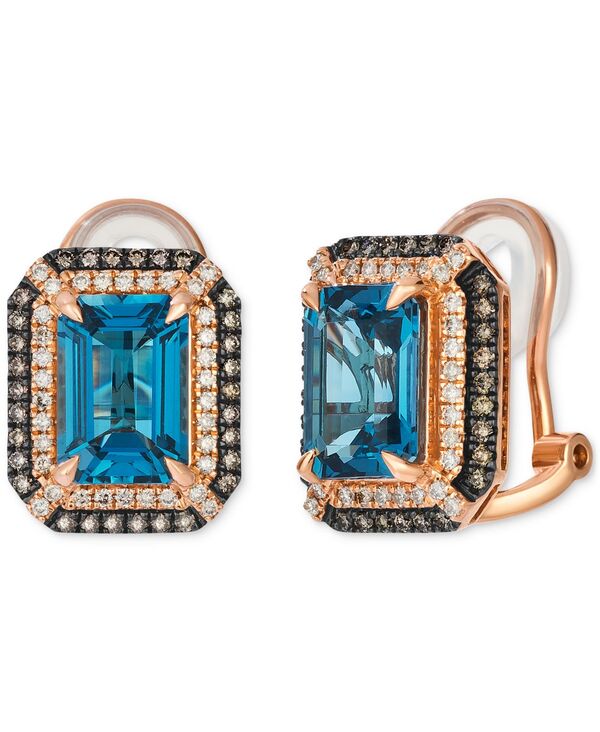 ル ヴァン レディース アクセサリー ピアス・イヤリング Le Vian Deep Sea Blue Topaz (5 ct.w.) & Diamond (5/8 ct.w.) Post/Clip-On Convertible Button Earrings in 14k Rose Blue Topaz/Rose Gold ブルー｜ReVida 店