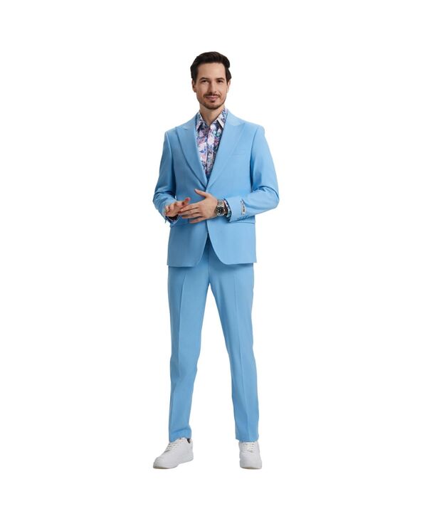 ステイシーアダムス メンズ アウター 上衣・上衣 ズボン下 より良い Men\u0027stacy Adams Hybrid-Fit 3pc Suit Set Jacket Vest and Pantsky blue 青色