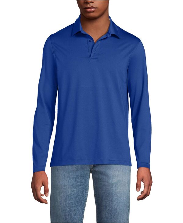 ランズ挙げ句のはて メンズ トップス スポーツシャツ Lands\u0027 End Men\u0027s Rapidry Long Sleeve Modern Fit Polo Dark cobalt blue 青碧
