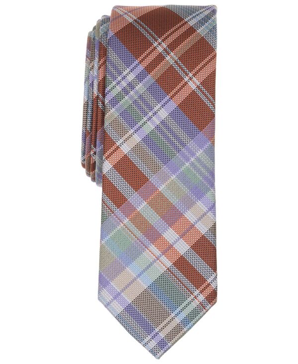 赤ちょうちんスリー メンズ 佩び物 タイ Bar III Men\u0027s Garron Plaid Tie Cognac/Lavender/Gray/Blue 薄墨色