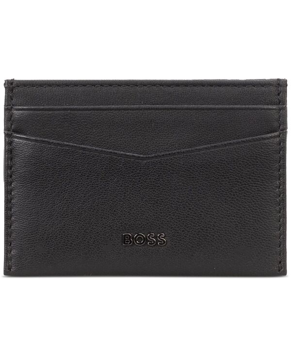 ヒューゴボス メンズ アクセサリー 財布 レザー Hugo Boss Men's Open Face Leather Wallet Black ブラック｜ReVida 店
