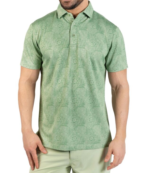 テーラーバード メンズ トップス ポロシャツ フラワー柄 フラワー Tailorbyrd Men's Distressed Floral Modal Polo Moss green グリーン｜ReVida 店