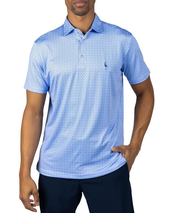 テーラーバード メンズ トップス ポロシャツ プリント キャップ ヒール Tailorbyrd Men's Captains Wheel Printed Performance Polo Blue ブルー｜ReVida 店