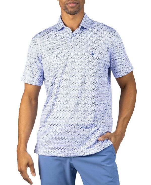 テーラーバード メンズ トップス ポロシャツ フラワー柄 プリント フラワー Tailorbyrd Men's Floral Chain Printed Performance Polo Blue ブルー｜ReVida 店