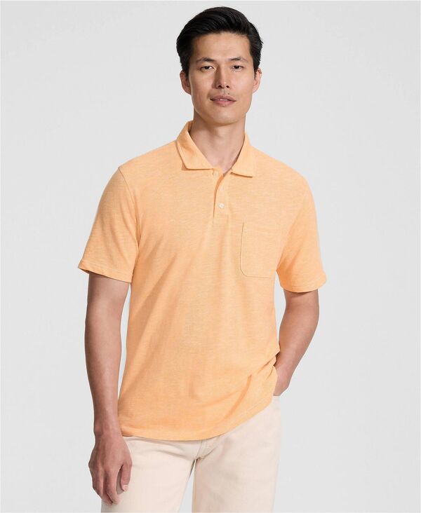 ランズエンド メンズ トップス ポロシャツ コットン リネン Lands' End Men'short Sleeve Cotton Linen Polo Sweet mango heather ヘザー|ReVida 店