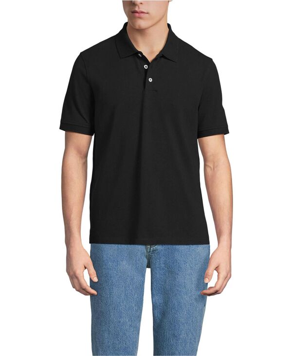ランズ挙げ句の果て メンズ トップス スポーツシャツ メッシュ Lands\u0027 End Men\u0027short Sleeve Performance Mesh Pique Polo Black 黒いこと