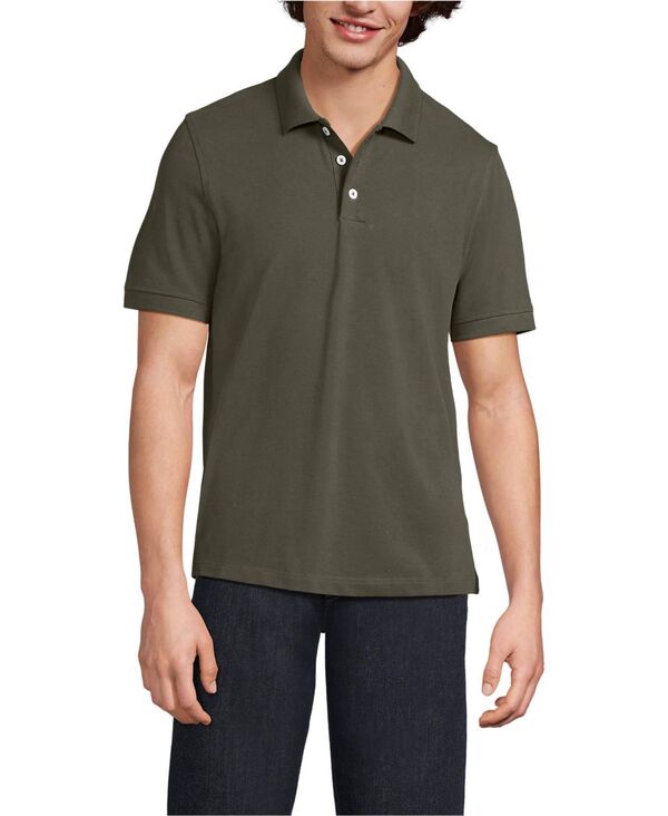 ランズ挙げ句の果て メンズ トップス スポーツシャツ メッシュ Lands\u0027 End Men\u0027short Sleeve Performance Mesh Pique Polo Forest moss フォレスト