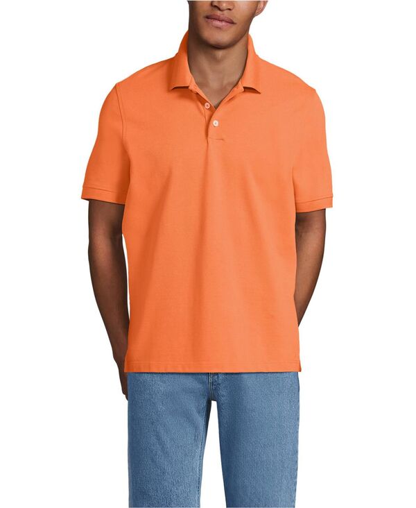 ランズ挙げ句の果て メンズ トップス スポーツシャツ メッシュ Lands\u0027 End Men\u0027short Sleeve Performance Mesh Pique Polo Light orange オレンジ色