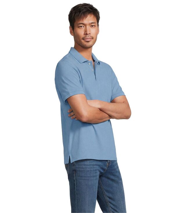 ランズ挙げ句の果て メンズ トップス スポーツシャツ メッシュ Lands\u0027 End Men\u0027short Sleeve Performance Mesh Pique Poloasis blue 青碧