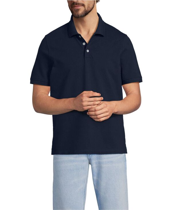 ランズ挙げ句の果て メンズ トップス スポーツシャツ メッシュ Lands\u0027 End Men\u0027short Sleeve Performance Mesh Pique Polo Radiant navy 米国海軍