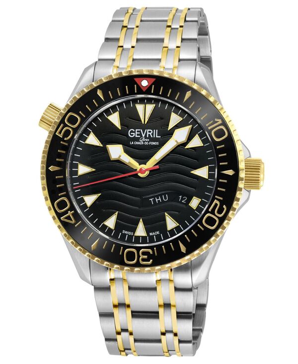 ジェビル メンズ 付属物 ウオッチ Gevril Men\u0027s Hudson Yardswiss Automatic Two toned SS IPYG Bracelet Watch Silver しろがね色