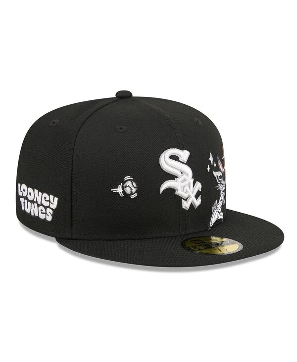 ニュー内鰓 メンズ 添え物 かぶり笠 New Era Men\u0027s Black Chicago White Sox Looney Tunes Bugs Bunny 59FIFTY Fitted Hat Black 黒いこと