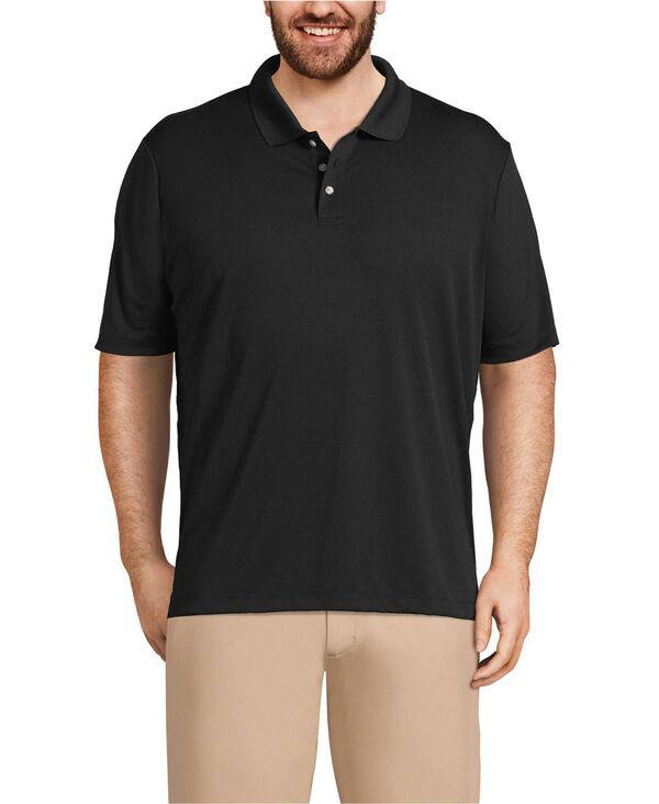 ランズ挙げ句の果て メンズ トップス スポーツシャツ トール Lands\u0027 End Big \u0026 Tall School Uniform Short Sleeve Solid Active Polo Shirt Black 黒いこと