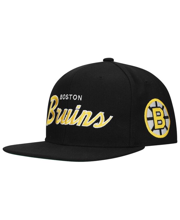 ミッチェル&ネス メンズ アクセサリー 帽子 Mitchell & Ness Men's Black Boston Bruins Core Team Script 2.0 Snapback Hat Black ブラック|ReVida 店