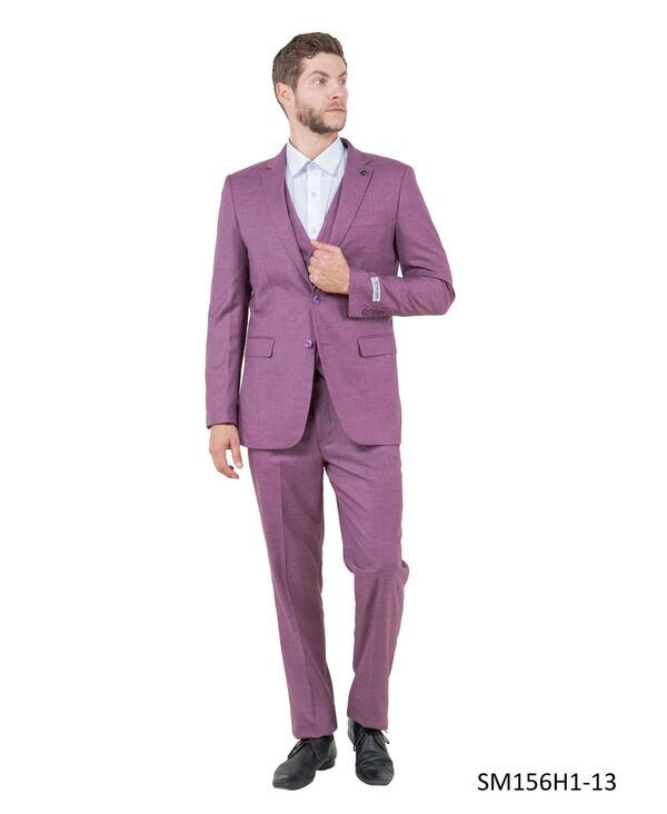 ステイシーアダムス メンズ アウター 上衣・上衣 ズボン下 より良い Stacy Adams Men\u0027solid Textured 3-Piece Jacket With Solid Vest And Pantsuit Notch Lapel Purple パープル
