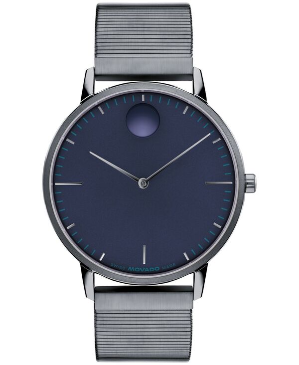 モバド レディース 佩び物 ウォッチ プルオーバー Unisex Movado Face Swiss Quartz Ionic Plated Gray Steel Watch 41粍 Gray 薄墨色