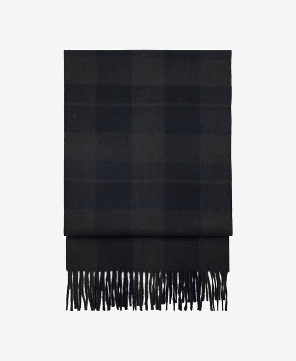 マンゴ メンズ 添え物 マフラー・ストール・スカーフリンジ MANGO Men\u0027s Check Fringed Scarf Gray 薄墨色