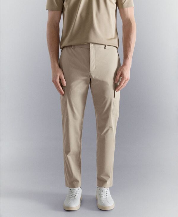 マンゴ メンズ ボトムス 心地好いズボン下 か細い相応う カーゴパンツ MANGO Men\u0027slim Fit Comfort Stretch Cargo Pants Beige ベージュ