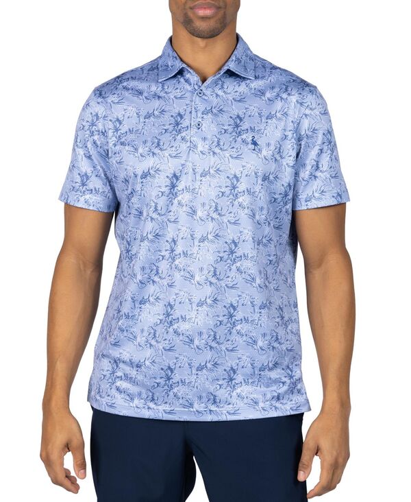仕立て屋鳥類 メンズ トップス スポーツシャツ ヴィンテージ 刷り上げる メッシュ Tailorbyrd Men\u0027s Vintage Tropical Printed Mesh Performance Polo Lt blue 青碧