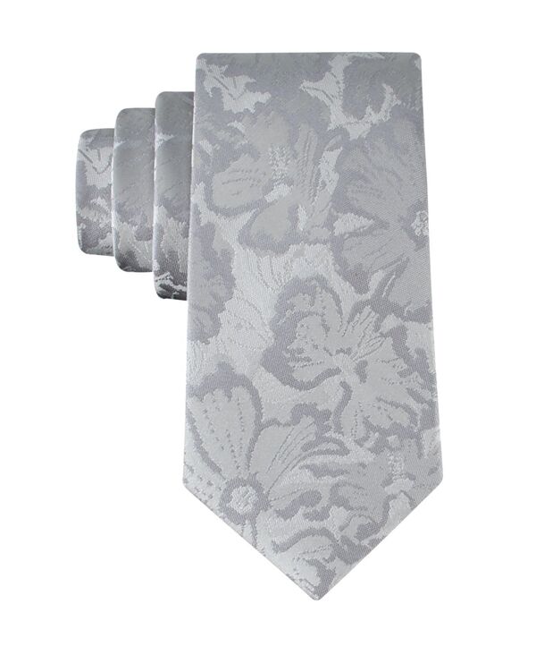 カルバンクライン メンズ 佩び物 タイ 御花柄 御花 Calvin Klein Men\u0027s Leonie Floral Tie Silver しろがね色