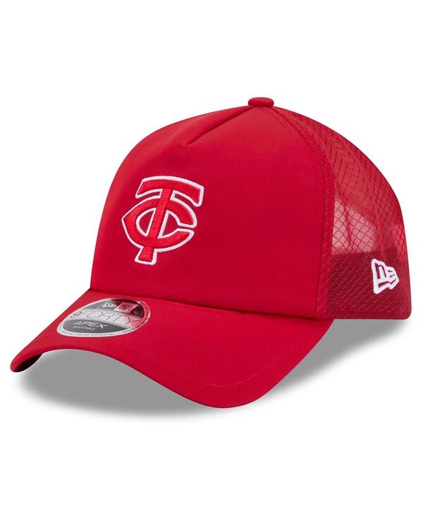 ニュー内鰓 メンズ 付属物 鳥打ち帽 New Era Men\u0027s Red Minnesota Twins 2026 Batting Practice Apex 9FORTY Adjustable Trucker Hat Red 赤いこと
