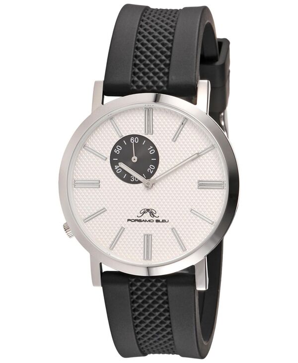 ポルサモンブリュー メンズ 添え物 ウオッチ Porsamo Bleu Men\u0027s Bennett Silicone Band Watch 1461CBER Silver tone and black 黒いこと