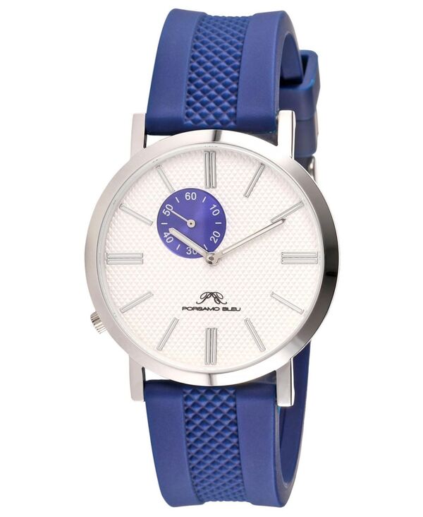 ポルサモンブリュー メンズ 添え物 ウオッチ Porsamo Bleu Men\u0027s Bennett Silicone Band Watch 1461FBER Silver tone and blue 青碧
