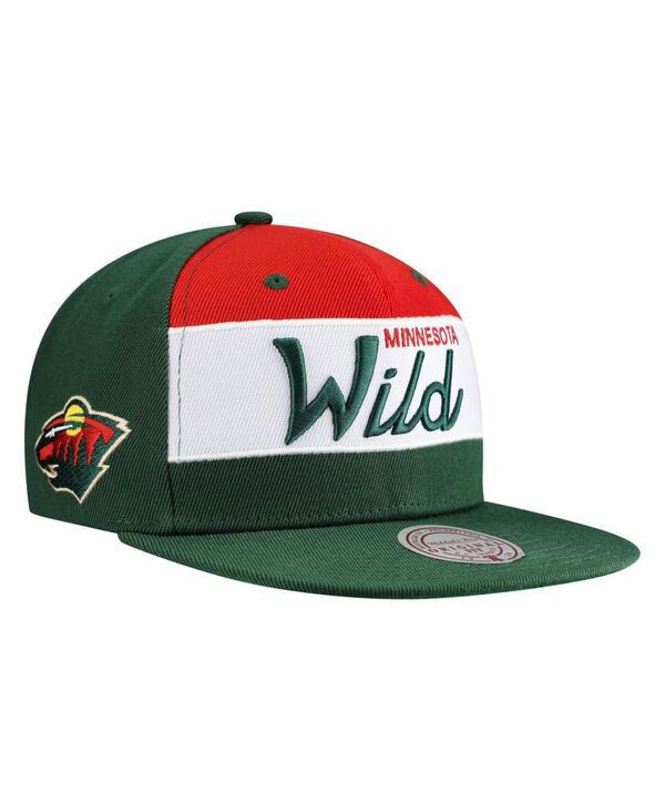 ミッチェル&ネス メンズ アクセサリー 帽子 Mitchell & Ness Men's Green Minnesota Wild Retro Script Color Block Snapback Hat Green グリーン｜ReVida 店