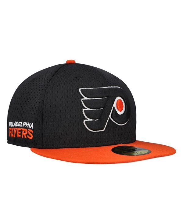 ニュー内鰓 メンズ 付属物 鳥打ち帽 メッシュ New Era Men\u0027s Black/Orange Philadelphia Flyers Mesh Crown Two-Tone 59FIFTY Fitted Hat Black Orange 黒いこと