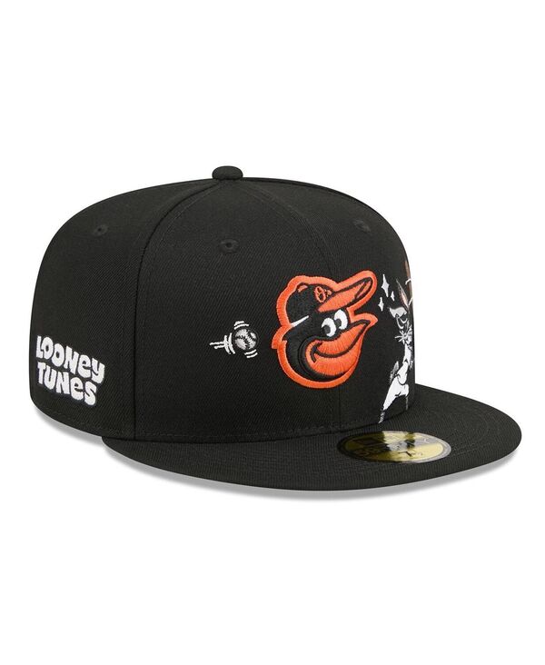 ニュー内鰓 メンズ 添え物 かぶり笠 New Era Men\u0027s Black Baltimore Orioles Looney Tunes Bugs Bunny 59FIFTY Fitted Hat Black 黒いこと