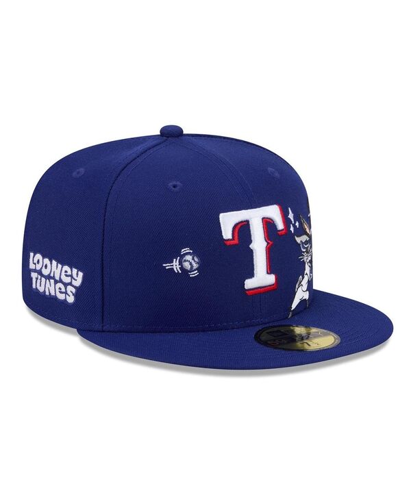 ニュー内鰓 メンズ 添え物 かぶり笠 New Era Men\u0027s Royal Texas Rangers Looney Tunes Bugs Bunny 59FIFTY Fitted Hat Dark Blue 青碧