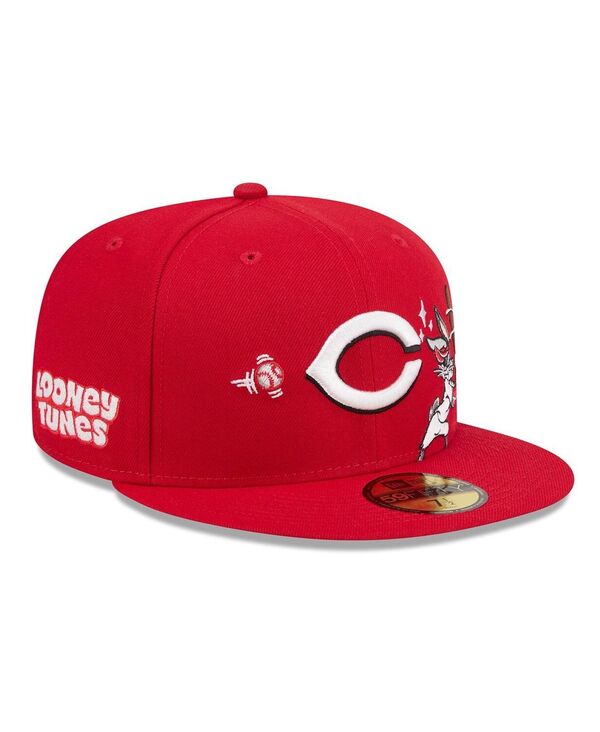 ニュー内鰓 メンズ 付属物 鳥打ち帽 New Era Men\u0027s Red Cincinnati Reds Looney Tunes Bugs Bunny 59FIFTY Fitted Hat Red 赤いこと