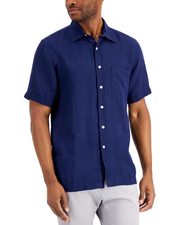 野球クラブお部屋 メンズ トップス プルオーバー リネン Club Roomen\u0027s 100% Linen Shirt Navy Blue 米国海軍