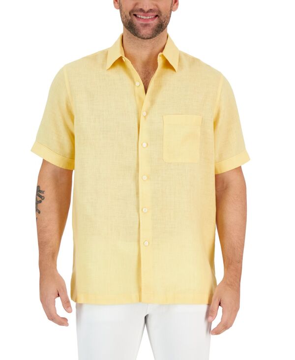 野球クラブお部屋 メンズ トップス プルオーバー リネン Club Roomen\u0027s 100% Linen Shirt Sunwash Yellow 黄色