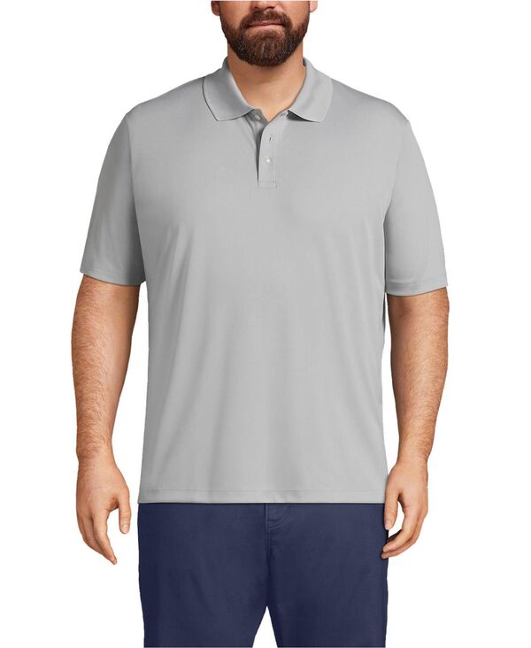 ランズ挙げ句の果て メンズ トップス スポーツシャツ トール Lands\u0027 End Big \u0026 Tall Short Sleeve Solid Active Polo Harbor gray 薄墨色