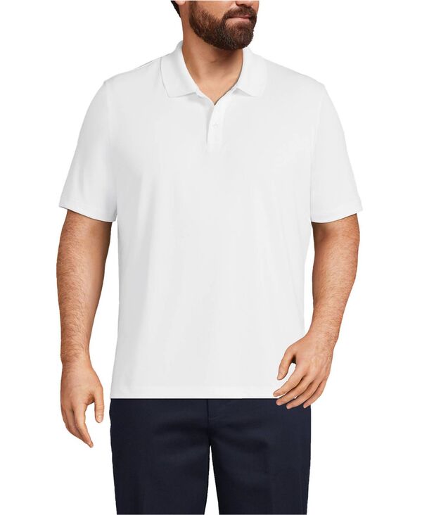 ランズ挙げ句の果て メンズ トップス スポーツシャツ トール Lands\u0027 End Big \u0026 Tall Short Sleeve Solid Active Polo White 白いこと