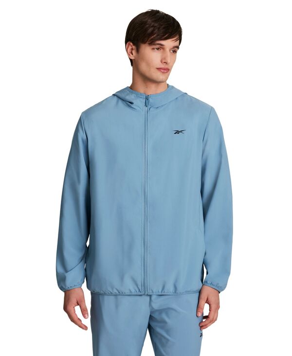 リーボック メンズ アウター 上衣・上衣 ロゴタイプ Reebok Men\u0027s Woven Logo Jacket Warped Blue 青碧