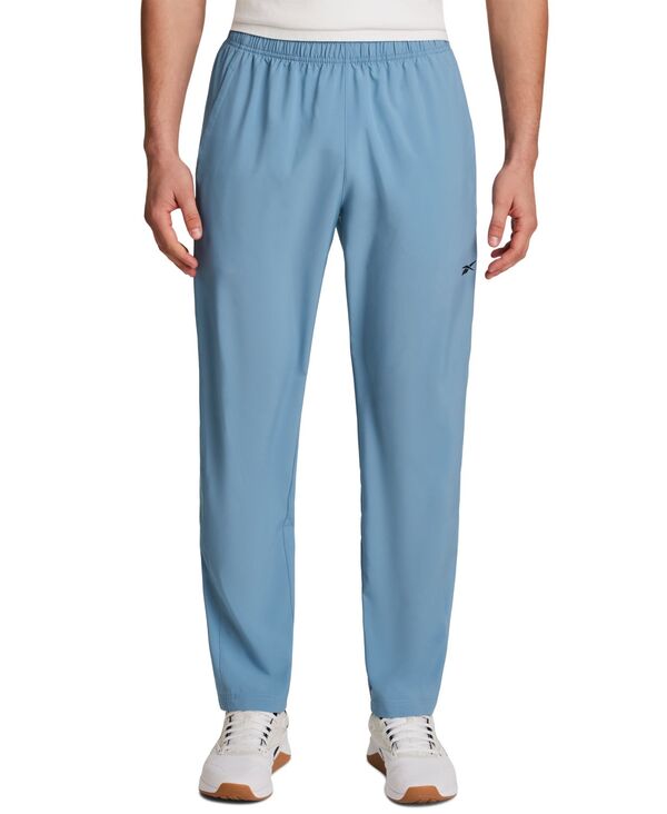 リーボック メンズ ボトムス 心地よいズボン下 貨物自動車ズボン下 ロゴタイプ Reebok Men\u0027s Woven Logo Slim-Fitrack Pants Warped Blue 青碧