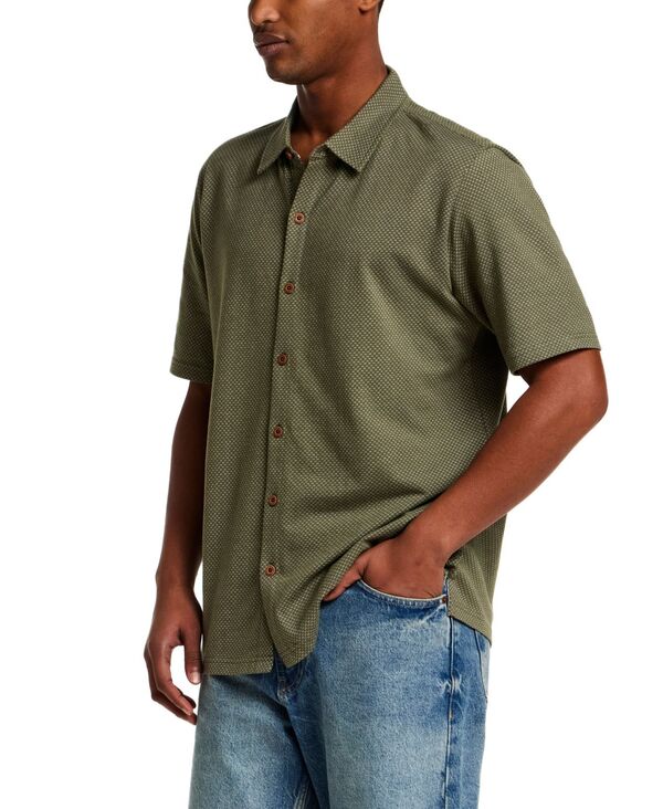ウェザープルーフ メンズ トップス シャツ ボタンダウン 半袖 コットン ダウン ニット Weatherproof Vintage Men's Cotton Twill Short-Sleeve Button Down 100% Cotton Knit Shirt GRAPE LEAF グレープ｜ReVida 店