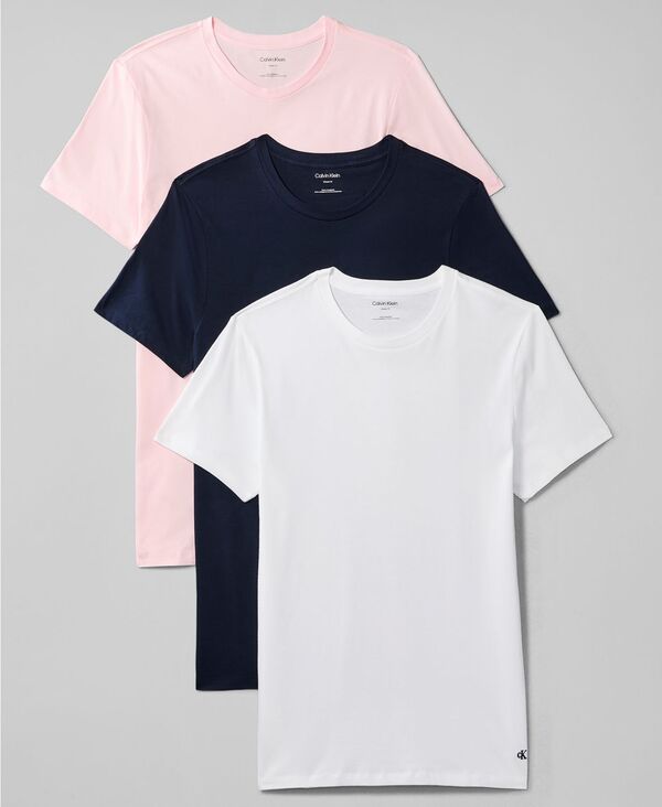 カルバンクライン メンズ トップス ティーシャツ 労働者の一団のど首 綿織物 Calvin Klein Men\u0027s 3-Pack Cotton Classics Crewneck T-Shirts Pink/Navy/White 白いこと