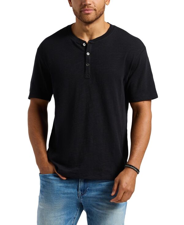 バッファロー・デイビッド・ビトン メンズ トップス Tシャツ ニット Buffalo David Bitton Men'slub Knit Short Sleeve Relaxed Henley T-Shirt Black ブラック｜ReVida 店