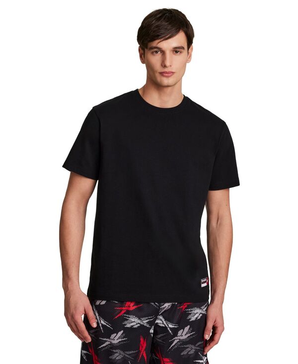 リーボック メンズ トップス ティーシャツ 労働者の一団のど首 Reebok Men\u0027s Basketball Jock Tag Crewneck T-Shirt Black 黒いこと