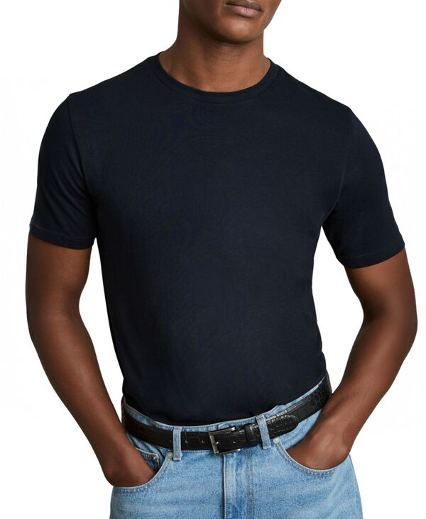 レイス メンズ トップス ティーシャツ 綿織物 REISS Men\u0027s Bless Cotton-Blend Tailored-Fit-Shirt Navy 米国海軍