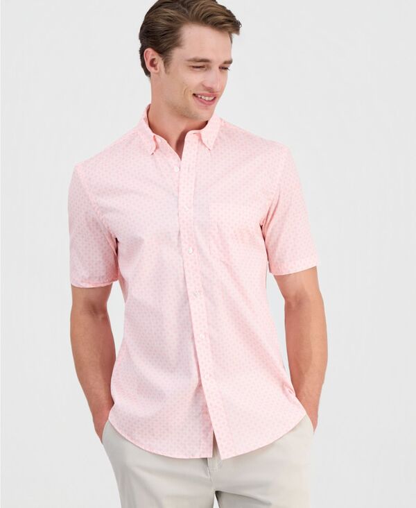 野球クラブお座敷 メンズ トップス プルオーバー 半袖 Club Roomen\u0027short-Sleeve Poplin Shirt Pink Streak さくら色