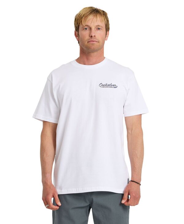 クイックしろがね色 メンズ トップス ティーシャツ 労働者の一団のど首 半袖 Quiksilver Men\u0027short-Sleeve Crewneck T-Shirt White 白いこと