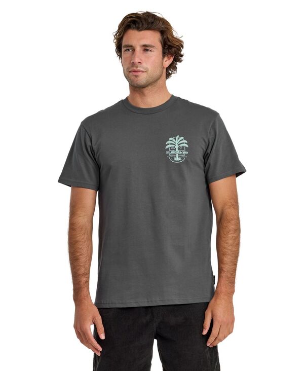 クイックしろがね色 メンズ トップス ティーシャツ 刷り上げる 半袖 Quiksilver Men\u0027s Uno Palm Print Short-Sleeve T-Shirt Iron gate