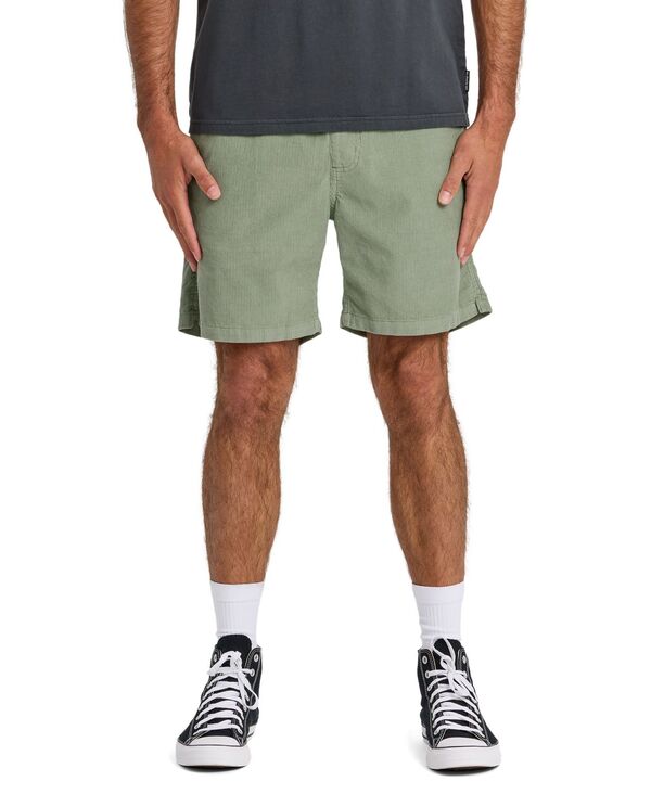 クイックシルバー メンズ ボトムス ハーフパンツ・ショーツ ショートパンツ Quiksilver Men's Taxer Cord Pull-On Shorts Lily pad｜ReVida 店