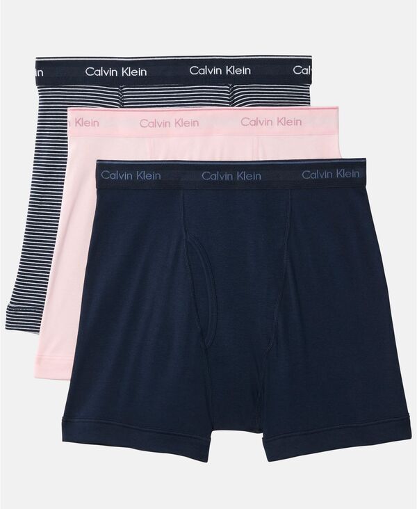 カルバンクライン メンズ アンダー御召しもの ボクサーズボン下 綿織物 Calvin Klein Men\u0027s 3-Pack Cotton Classics Boxer Briefs Underwear Horizon Pink/Hairline Stripe Shoreline/Shoreline さくら色