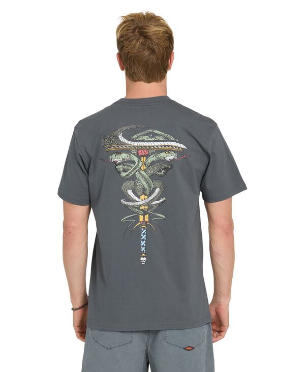 クイックしろがね色 メンズ トップス プルオーバー 半袖 Quiksilver Men\u0027serpentshort-Sleeve T-Shirt Gray 薄墨色